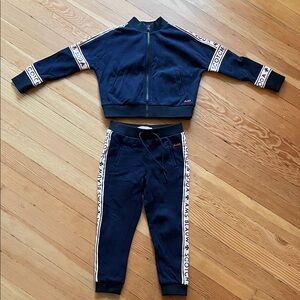 Scotch & Soda Kids Navy Jogger Set with Pink Accents